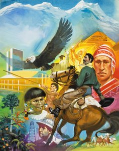 Berättelsen om Sydamerika (gouache på papper) av Angus McBride