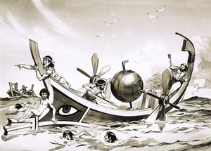Oidentifierad egyptisk experimentbåt med ångdrivna paddlar av Angus McBride
