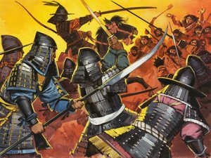 Oidentifierade japanska krigare i strid av Angus McBride