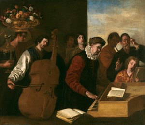 Konsert - peinture de 1640 Falcone, Aniello (1600 / 7-1665) 109x127 cm - Museo del Prado, Madrid - Konserten (olja på duk), Falcone, Aniello (1607-56) / Prado, Madrid, Spanien