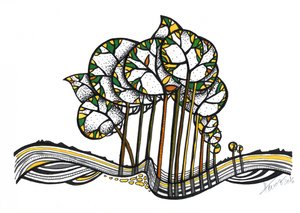 En fantasifull trädillustration