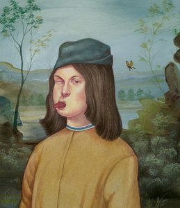 Young Boy With Attitude, 2018 (akrylfärg på illustrationsskiva)
