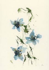 Blå akvarellblommor