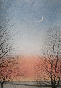 Tidig kväll, 2010 (färgpenna på papper) av Anna Phillips
