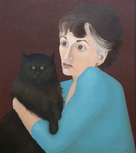 Kvinna med en katt, 1982