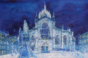 St Giles på natten av Ann Oram