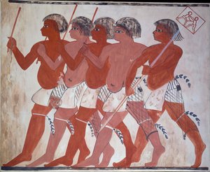 Kopia av målning från Thenunys privata grav 74, Thebe I, 1, 144-146, 1900-talet