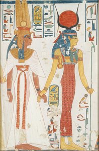 Kopia av väggmålning från drottningens grav 66 av Nefertari, Thebe, 1900-talet