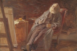 Målaren Vilhelm Kyhn röker sin pipa av Anna Ancher