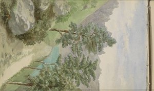 Berglandskap med vatten vid Glion av Anna Catharina Maria van Eeghen (possibly)