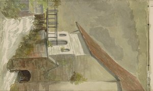 Hus på en kanal i Valkenburg av Anna Catharina Maria van Eeghen (possibly)