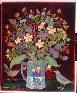 Blue Jug och " Fåglar av Anna Pugh