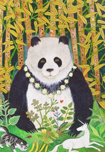 Panda och vänner, 2021 (målning) av Anna Pugh