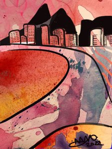 Livfull abstrakt stad av Anna Viklund