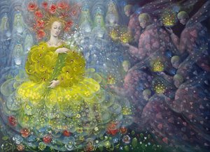 Queen of Flowers, 2018 (olja på belgiskt linne) av Annael Anelia Pavlova