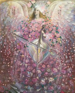 The Angel of Love, 2010 (olja och bladguld på belgiskt linne) av Annael Anelia Pavlova