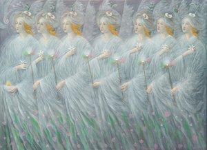The Revelations of Spring (diptyk), höger panel, 2012 (olja på belgiskt linne) av Annael Anelia Pavlova