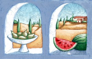 Italienskt landskap, 2010 (gouache) av Annalisa Morrocco