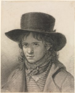 Självporträtt i hatt av Anne-Louis Girodet de Roucy-Trioson