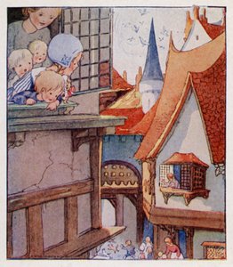 Nursery rim: Hark! Hark! Hundarna skäller! (färg litho) av Anne (after) Anderson