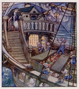 Nursery rim: I Saw A Ship A-Sailing (färg litho) av Anne (after) Anderson