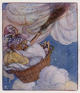 Nursery rim: There Was An Old Woman (färg litho) av Anne (after) Anderson