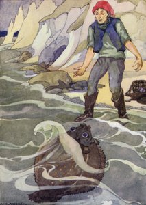 Fiskaren och hans fru, saga av bröderna Grimm (färg litho)