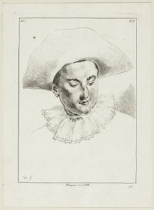 Manshuvud (med hatt och krage)