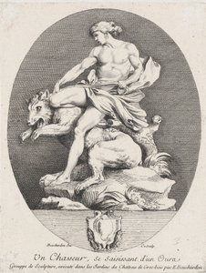 En jägare som griper en björn, 1737 av Anne Claude Philippe de