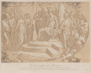 Alexander den store frigör Timoclea, frous bea..., ca. 1729-40 av Anne Claude Philippe de