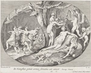Gå Nymfer, som lägger ner sina vapen, Kärleken vilar!, 1730-60. av Anne Claude Philippe de Caylus