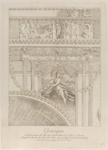 Grotesker: detalj av stuckaturrelieferna som dekorerar Colosseum i Rom, med en vinge..., ca. 1729. av Anne Claude Philippe de Caylus