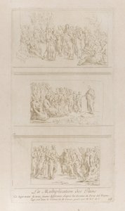 Tre separata studier för brödens mirakel, som visar Kristus stående i d..., ca. 1729-40. av Anne Claude Philippe de Caylus