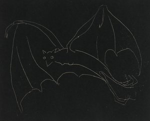 Night Series: The Bat (etsning, vit linje på vävt papper)