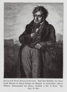 Francois Rene de Chateaubriand, fransk författare, politiker och diplomat (gravyr) av Anne Louis (after) Girodet de Roucy-Trioson