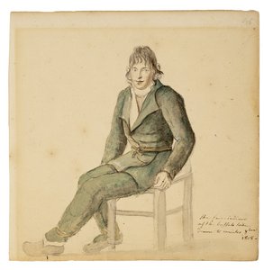 Fair American Indian Man of the Buffalo Tribe, Canisteo, New York, 1808 (akvarell, grafit och kol på papper)