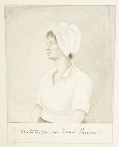 Porträtt av en Mulatto Girl, odaterad (grafit, akvarell och grå tvätt på papper)