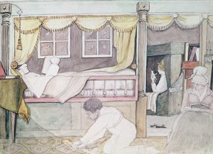 De Neuville-hytten på Eurydice, 1816 (blyerts och wc på papper)