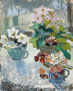 Första blommor, ca. 1947 (olja ombord)