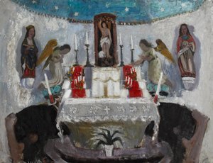I kyrkan St Jean, Tréboul, ca 1953-54 (olja på pannå) av Anne Redpath