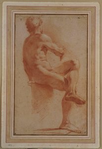 En naken man sitter med ryggen vänd av Annibale Carracci