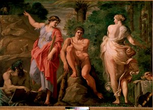 Herkules (Herakles) vid vägskälet Målning av Annibale Carracci (Annibal Carrache) (1560-1609). 1596 Dim.167x237 cm Nationalmuseet i Capodimonte, Neapel.