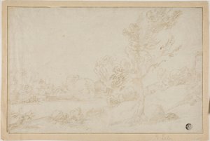 Landskap med flodstrand av Annibale Carracci