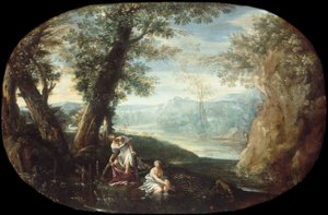 Landskap med badande kvinnor av Annibale Carracci