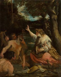 Latona och de lykiska bönderna Latona skyddar sina barn, 1585. av Annibale Carracci