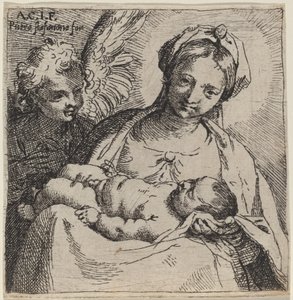 Madonna och barn med en ängel av Annibale Carracci