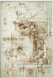 Projekt för galleriet Farnese. Teckning av Annibal Carracci Dit Carrache (1560-1609) av Annibale Carracci