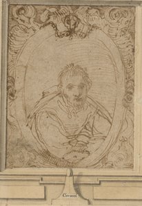 Självporträtt, ca 1580 (penna och brunt bläck på papper) av Annibale Carracci