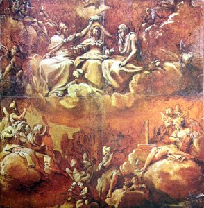 Studie för Jungfruns kröning - Annibale Carracci av Annibale Carracci
