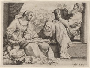 Den heliga familjen med Johannes Döparen av Annibale Carracci